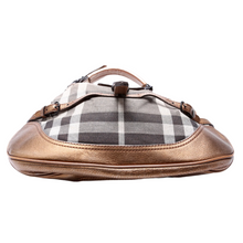 Load image into Gallery viewer, Burberry Brooke Shimmer Check Canvas Hobo Bag Brown