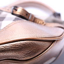 Load image into Gallery viewer, Burberry Brooke Shimmer Check Canvas Hobo Bag Brown