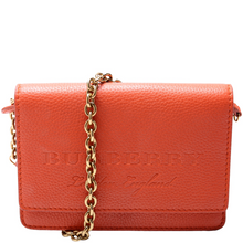Load image into Gallery viewer, Burberry Hampshire Embossed Leather Chain Wallet Orange