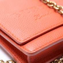 Load image into Gallery viewer, Burberry Hampshire Embossed Leather Chain Wallet Orange