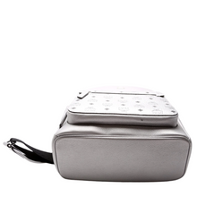 Load image into Gallery viewer, MCM Stark Medium Leather Backpack Bag Silver