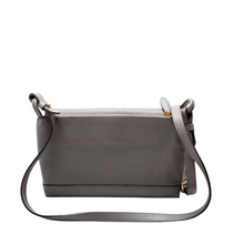 Load image into Gallery viewer, Prada Vitello Daino Flap Leather Zip/Crossbody Bag Grey