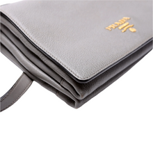 Load image into Gallery viewer, Prada Vitello Daino Flap Leather Zip/Crossbody Bag Grey