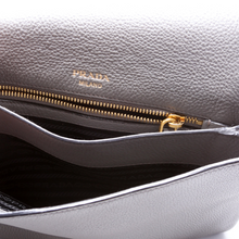 Load image into Gallery viewer, Prada Vitello Daino Flap Leather Zip/Crossbody Bag Grey