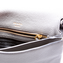 Load image into Gallery viewer, Prada Vitello Daino Flap Leather Zip/Crossbody Bag Grey