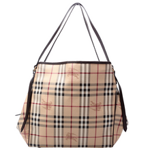 Load image into Gallery viewer, Burberry Haymarket Check Large Canterbury Canvas Tote Bag Brown