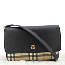 Load image into Gallery viewer, BURBERRY Hampshire Vintage Check Leather Black Crossbody Bag front side