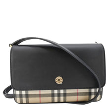 Load image into Gallery viewer, BURBERRY Hampshire Vintage Check Leather Black Crossbody Bag front side look-8583-46ab-ad3d-4dc2503ca49e