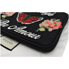 Load image into Gallery viewer, GUCCI Butterfly Techno Embroidered Canvas Tech Case Black 473883