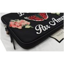 Load image into Gallery viewer, GUCCI Butterfly Techno Embroidered Canvas Tech Case Black 473883