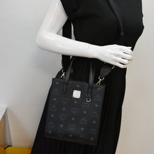 Load image into Gallery viewer, MCM Klassik Monogram Print Leather Tote Bag Black