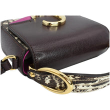 Load image into Gallery viewer, CHLOE Mini C Flap Double Carry Embossed Leather Crossbody Bag Raisin