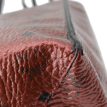 Load image into Gallery viewer, MCM Kira Metallic Medium Coated Canvas Shopping Tote Bag Red