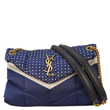Load image into Gallery viewer, YVES SAINT LAURENT Loulou Puffer Polka Dots Canvas Crossbody Bag Blue