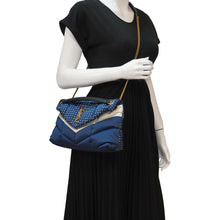 Load image into Gallery viewer, YVES SAINT LAURENT Loulou Puffer Polka Dots Canvas Crossbody Bag Blue