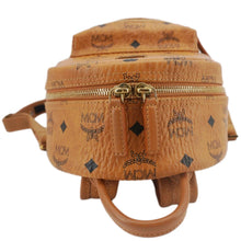 Load image into Gallery viewer, MCM Stark Side Stud Visetos Canvas Backpack Bag Cognac