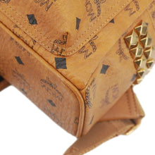 Load image into Gallery viewer, MCM Stark Side Stud Visetos Canvas Backpack Bag Cognac