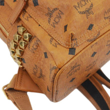 Load image into Gallery viewer, MCM Stark Side Stud Visetos Canvas Backpack Bag Cognac