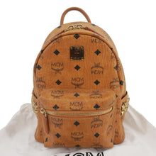 Load image into Gallery viewer, MCM Stark Side Stud Visetos Canvas Backpack Bag Cognac
