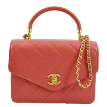 Load image into Gallery viewer, CHANEL Top Handle Quilted Leather Shoulder Bag Red