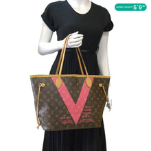 Load image into Gallery viewer, LOUIS VUITTON Neverfull MM V Monogram Canvas Tote Bag Brown