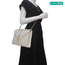 Load image into Gallery viewer, YVES SAINT LAURENT Envelope Large Grain De Poudre Chain Crossbody Bag White