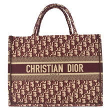 Load image into Gallery viewer, CHRISTIAN DIOR Book Medium Oblique Embroidery Tote Bag Burgundy