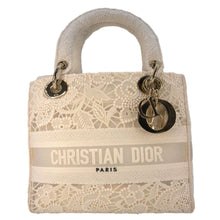 Load image into Gallery viewer, CHRISTIAN DIOR Lady dior D-Lite Embroidered Canvas Shoulder Bag White