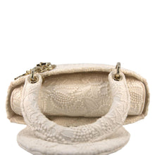 Load image into Gallery viewer, CHRISTIAN DIOR Lady dior D-Lite Embroidered Canvas Shoulder Bag White