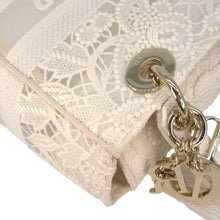 Load image into Gallery viewer, CHRISTIAN DIOR Lady dior D-Lite Embroidered Canvas Shoulder Bag White