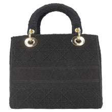 Load image into Gallery viewer, CHRISTIAN DIOR Lady dior D-Lite Embroidered Canvas Shoulder Bag Black