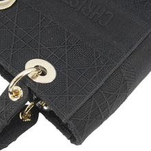Load image into Gallery viewer, CHRISTIAN DIOR Lady dior D-Lite Embroidered Canvas Shoulder Bag Black