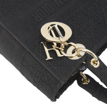Load image into Gallery viewer, CHRISTIAN DIOR Lady dior D-Lite Embroidered Canvas Shoulder Bag Black
