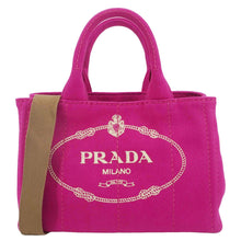Load image into Gallery viewer, PRADA Canapa Small Logo-Print Canvas Tote Bag Pink