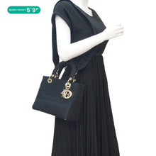 Load image into Gallery viewer, CHRISTIAN DIOR Lady dior D-Lite Embroidered Canvas Shoulder Bag Black