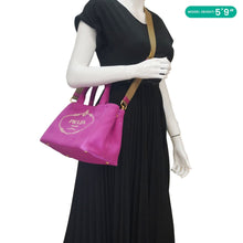 Load image into Gallery viewer, PRADA Canapa Small Logo-Print Canvas Tote Bag Pink