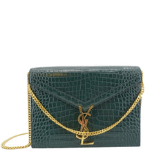 Load image into Gallery viewer, YVES SAINT LAURENT Cassandra Top Handle Embossed Leather Shoulder Bag Green