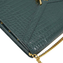 Load image into Gallery viewer, YVES SAINT LAURENT Cassandra Top Handle Embossed Leather Shoulder Bag Green