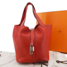 Load image into Gallery viewer, HERMES Picotin Lock 22 MM Taurillon Clemence Leather Hobo Bag Red