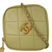 Load image into Gallery viewer, CHANEL Diamond Quilted Lambskin Leather Coin Purse Chain Crossbody Bag Green