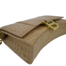Load image into Gallery viewer, Balenciaga Hourglass Crocodile Embossed Leather Chain Shoulder Bag - Bottom Left