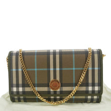 Load image into Gallery viewer, BURBERRY Check Canvas Chain Crossbody Bag Olive Green