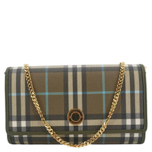 Load image into Gallery viewer, BURBERRY Check Canvas Chain Crossbody Bag Olive Green
