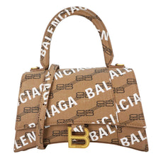 Load image into Gallery viewer, BALENCIAGA Hourglass Logo Print Canvas Top Handle Shoulder Bag Brown