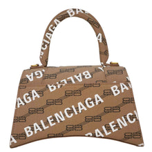 Load image into Gallery viewer, BALENCIAGA Hourglass Logo Print Canvas Top Handle Shoulder Bag Brown