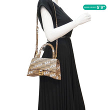 Load image into Gallery viewer, BALENCIAGA Hourglass Logo Print Canvas Top Handle Shoulder Bag Brown