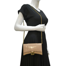 Load image into Gallery viewer, Balenciaga Hourglass Crocodile Embossed Leather Chain Shoulder Bag - Model