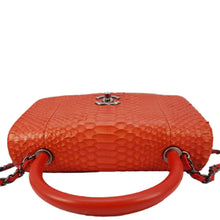 Load image into Gallery viewer, CHANEL Coco Flap Python Leather Top Handle Shoulder Bag Red