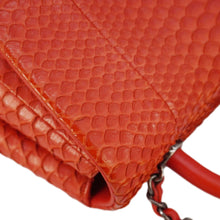 Load image into Gallery viewer, CHANEL Coco Flap Python Leather Top Handle Shoulder Bag Red