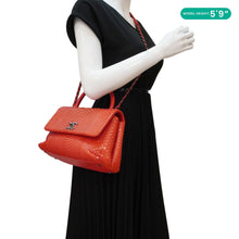 Load image into Gallery viewer, CHANEL Coco Flap Python Leather Top Handle Shoulder Bag Red
